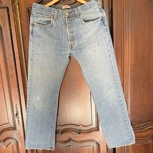Levi's original 501s Light Blue Straight Jeans button fly size 32X29